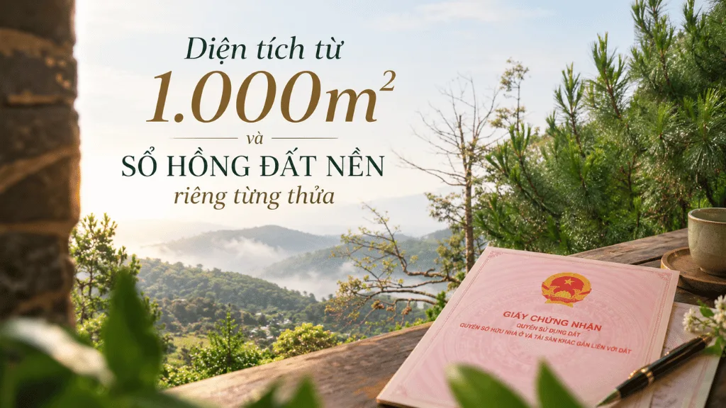 Diện tích từ 1.000m² và sổ hồng đất nền riêng từng thửa