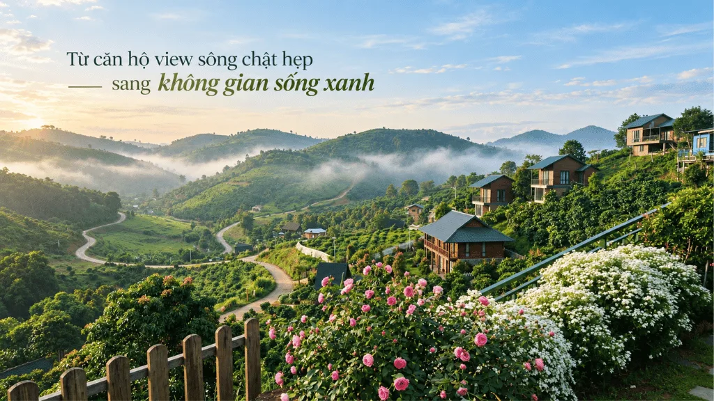 Từ căn hộ chật hẹp lại chọn không gian sống xanh.